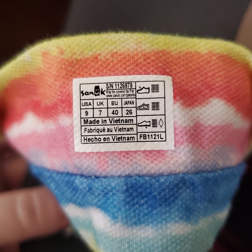 Sanuk Sling Platform Sandal Rainbow Size 9 NEW Tie Dye - Picture 10 of 12